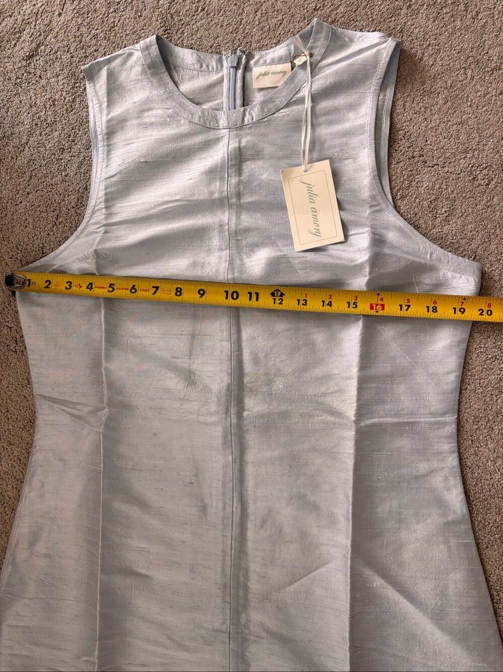 NWT Julia Amory Baby Jane baby Blue Silk Dupioni Mini Shift Dress, Lrg $298 - Picture 7 of 8